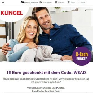 Klingel 15€ Gutschein über Deutschland Card