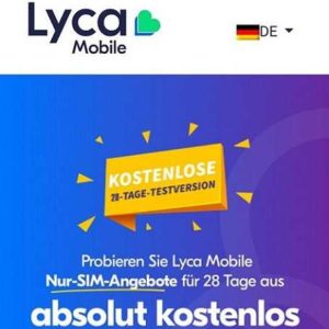 Lyca Mobile Allnet Flat mit 12GB oder 20 GB Daten 28 Tage gratis (im Vodafone Netz)