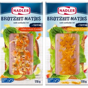 Gratis Testen: Nadler Brotzeit Matjes oder Brotzeit Matjes Apfel Curry NADLER Brotzeit Matjes Karotte Lauch Zwiebel Hering Antipasti (20.04. bis 31.07.)