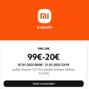 Mi Store Xiaomi: 20€ Rabatt ab 99€ MBW