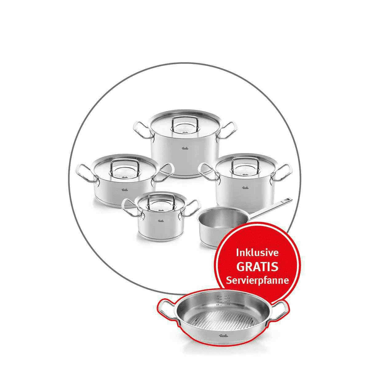 Fissler Original Profi Collection Topfset + gratis Servierpfanne 6-teilig  ab 293,85€ (statt 448€)