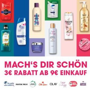 3€ Rabatt auf Procter & Gamble (P&G) Produkte ab 9€ Einkauf (z.B. Head & Shoulders, OLAY, PANTENE PRO-V)