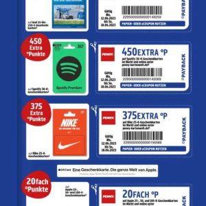 Penny Kartenwelt - Mehrfach und Extra Paybackpunkte auf Apple und Netflix Geschenkkarten (ab 03.07.23)