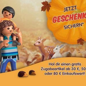 Playmobil: 1 Gratisartikel ab einer Bestellung im Einkaufswert ab 30€, 50€ oder 80€ auf ausgewählte Artikel