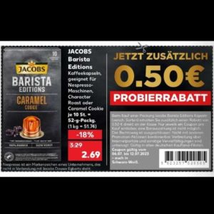 Jacobs Barista Editions Kaffeekapseln für 2,19€ bei Kaufland dank Rabatt-Coupon (06.07. - 12.07.2023)