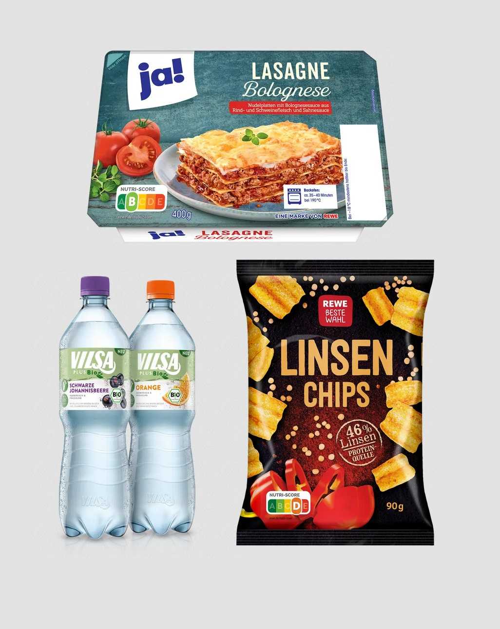 3x Rewe Produkttest: Vilsa Plus Bio / Linsen Chips / ja! Lasagne
