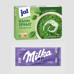 2x Rewe Produkttest – ja! Rahmspinat & Milka Alpenmilch 100g Tafel (Bewerben bis 28.08.2022)