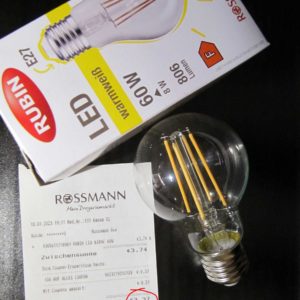 [Rossmann] Nur Filiale: 25% auf LED-Glühlampen RUBIN & PHILIPS (+ 10% Extra-Rabatt mit App-Coupon)