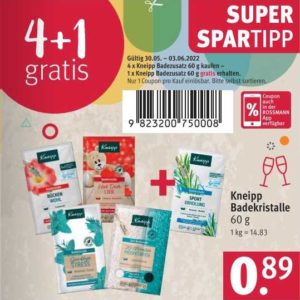 Rossmann: 4+1 Gratis Aktion Kneipp Badekristalle (bis 06.04.2023)