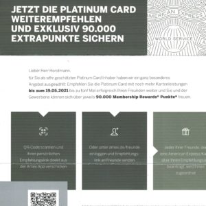 Amex Platinum mit 90.000 Membership Rewards Punkten (personalisiert?)