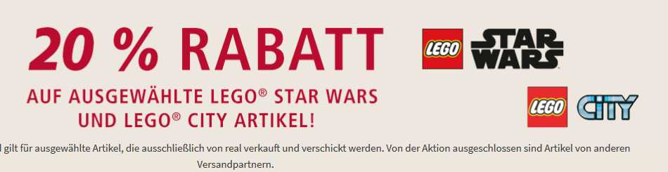 20 Rabatt Auf Ausgewählte Lego Star Wars Und City Artikel Bei Real
