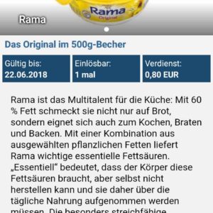 €0,80 Cashback auf Rama bei Reebate