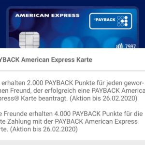 American Express Karte von Payback mit 4000 Punkten