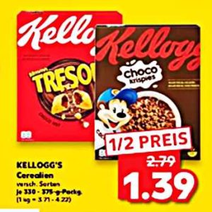 Kaufland...Kellogg`s Cerealien für nur 39 Cent mit 1,00 € Cashback von Coupies.