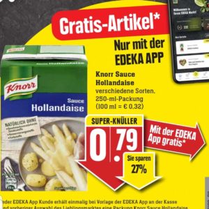 GRATIS "Knorr Sauce Hollandaise  verschiedene Sorten, 250-ml-Packung" bei Edeka-Südwest mit der Edeka Genuss+ App vom 10.-15.05.21 ab 5€ Einkauf