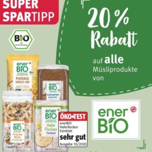 20%+0,50€ auf alle enerBio Müsli-Produkte [Rossmann+Marktguru]