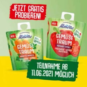 🐮 GRATIS: Almette Gemüsetraum Frischkäse kostenlos testen (bis 12.09.2021)
