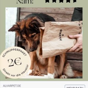 Alvar: 2kg Hundefutter für 2€ OHNE ABO!