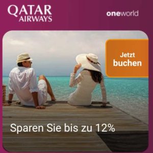 Qatar Airways: bis zu 12% Rabatt bei Zahlung mit Paypal durch Promocode