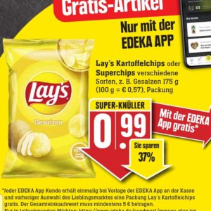 GRATIS eine “Packung Lay’s Kartoffelchips oder Superchips verschiedene Sorten" bei Edeka-Südwest mit Edeka-App vom 11.-16.10.21 ab 5€ Einkauf