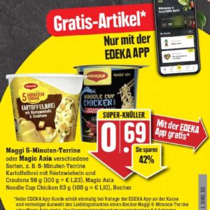 GRATIS Maggi 5-Minuten-Terrine oder Magic Asia bei Edeka-Südwest mit Edeka-App vom 25.-30.10.21 ab 5€ Einkauf