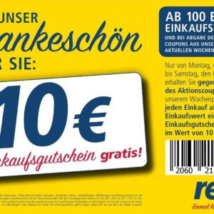 10€ Gutschein bei Real vom 01.-06.11.21 extra erhalten ab einem Einkauf von 100€
