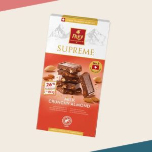 GRATIS Schokolade Frey Supreme Milk Crunchy Almond (180g)