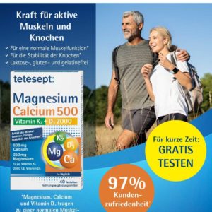 [tetesept Geld zurück Aktion] Magnesium-Calcium-Vitamin D3+K2 Tabletten gratis durch Kauf bei dm und Müller