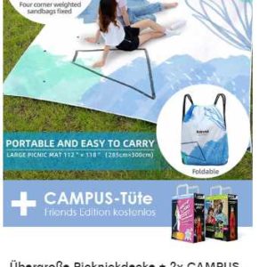 Coole große Picknickdecke zum Schnapper-Preis von 25 € + 2 Campus Tüten + 8,85€ Versand