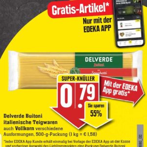 GRATIS „Delverde Buitoni italienische Teigwaren auch Vollkorn verschiedene Ausformungen, 500-g-Packung" bei Edeka-Südwest mit Edeka-App vom 14.-19.02.22 ab 5€ Einkauf
