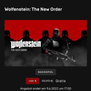GRATIS Spiel "Wolfenstein: The New Order" im Epic-Games-Store vom 02.06.22 17:00 Uhr bis 09.06.22 16:59 Uhr + weitere Spiele