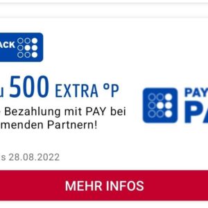 bis zu 500 Extrapunkte bei Bezahlung mit Payback PAY