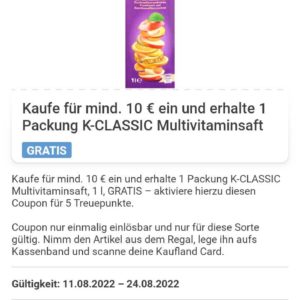 K-Classic Multivitaminsaft mit Kaufland App (personalisiert)