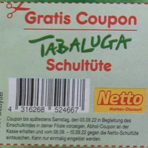 GRATIS Tabaluga Schultüte bei Netto in Bayern vom 29.08.-03.09.2022