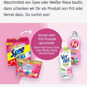 Pril oder Vernel gratis beim Kauf von Spee oder weißer Riese bei dm