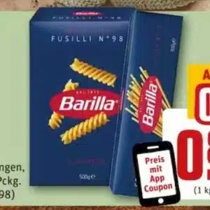 Barilla 500g für 0,99€ bzw. 0,88€ mit Rewe-App (ab Montag, 28.8. bei Rewe)