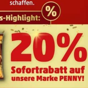 Penny: 20% Rabatt auf die Eigenmarke mit dem Penny Logo ab 10€ vom 16 bis zum 21.