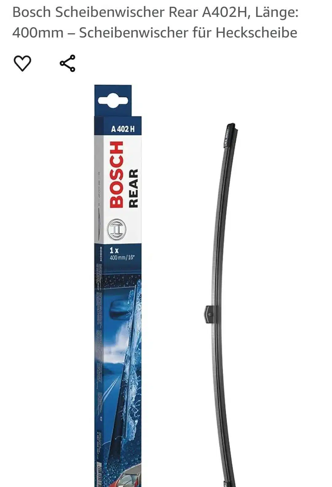 Bosch Scheibenwischer Rear A402H, Länge 400mm Scheibenwischer für