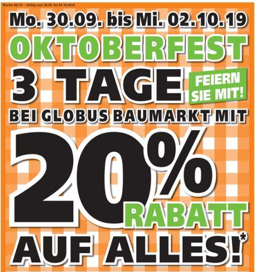 Lokal 20 Rabatt Beim Globus Baumarkt