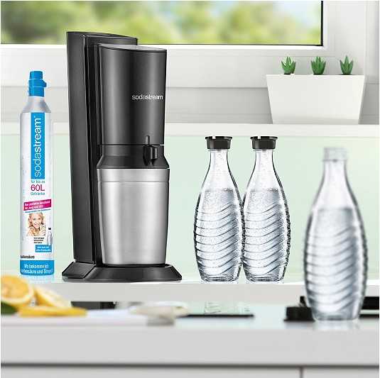 Sodastream Crystal 2.0 Titan Inkl. 3 Glaskaraffen Rossmann SodaStream Crystal 2.0 + 3 Glaskaraffen + 1 Zylinder für 95,93€