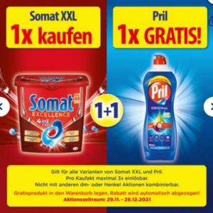 dm: 1x Somat XXL kaufen und 1x Pril gratis hinzu (bis 26.12.2021)