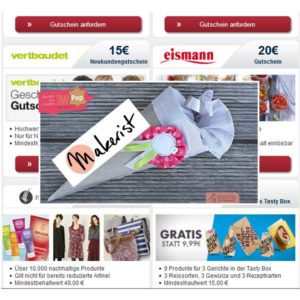 Makerist: 2 Sovendus-Gutscheine als Belohnung für eine GRATIS-Bestellung