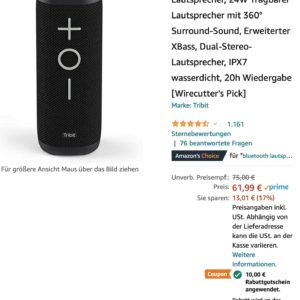 Tribit StormBox 24 W Bluetooth LSP für 37,88€ (statt 45€)