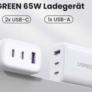 😍 Amazon Prime: UGREEN USB-C Ladegerät 65W USB C Netzteil 3-Port Schnellladegerät für 23,98€