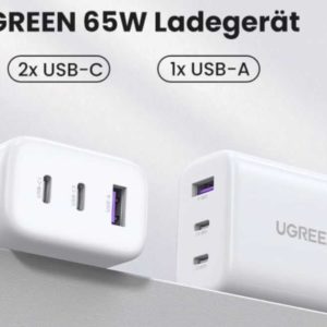 😍 WOW! 🤑 UGREEN USB-C Ladegerät 65W USB C Netzteil 3-Port Schnellladegerät für 23,99€ (statt 51€)