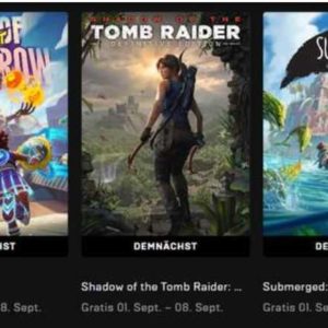 GRATIS 3 Spiele: Shadow of the Tomb Raider: Definitive Edition / Submerged: Hidden Depths / Knockout City bei Epic