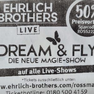 50% Rabatt für Magie-Show "DREAM & FLY" von den Ehrlich Brothers mit Rossmann-Gutschein im September