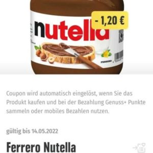 *1,20€ Rabatt auf nutella* bei Edeka Minden-Hannover mit der Edeka App auf das 450gr. Glas Nutella bis 14.05.2022