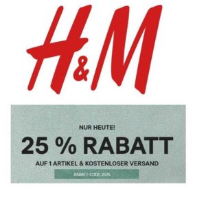 H&M: Heute 25% Rabatt auf 1 Artikel + gratis Versand!