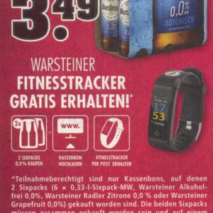 2 Sixpacks Warsteiner (0,0%) kaufen - Fitnesstracker gratis dazu